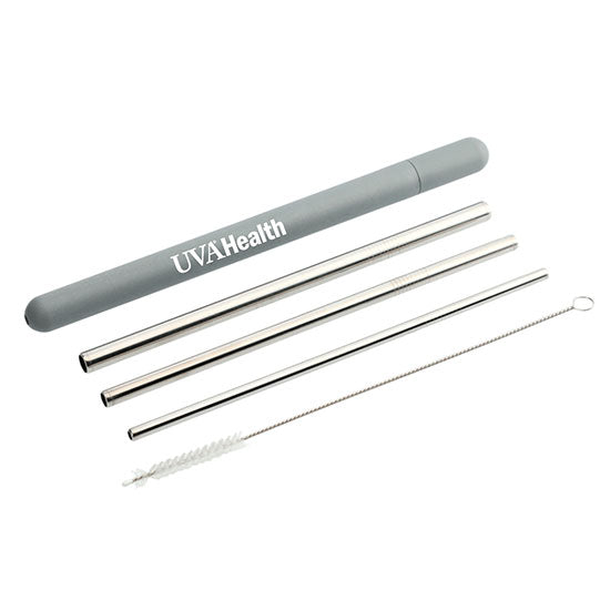 UVA Health System Team Store Stainless Straw Set - 3 Pack