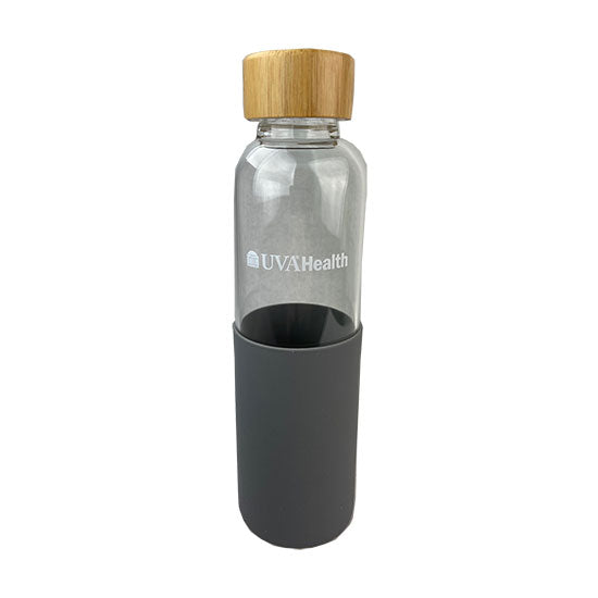 UVA Health System Team Store 18 Oz. Glass Water Bottle - Grey