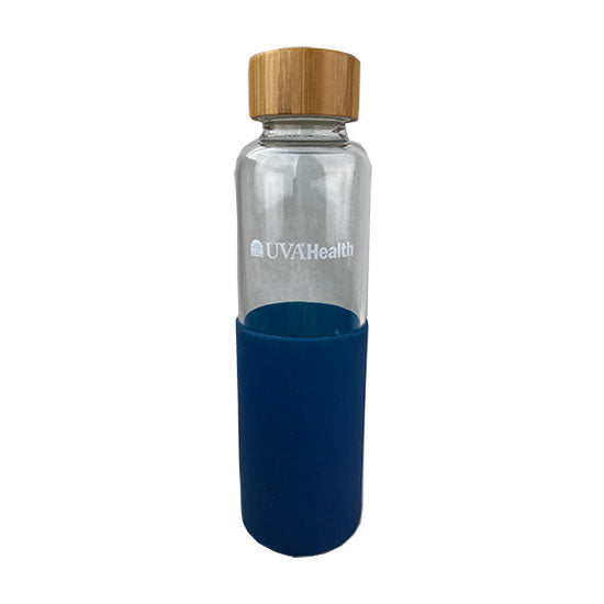 UVA Health System Team Store 18 Oz. Glass Water Bottle - Navy