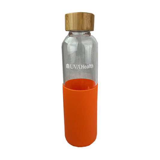 UVA Health System Team Store 18 Oz. Glass Water Bottle - Orange