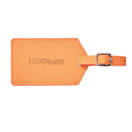 UVA Health System Geniune Leather Luggage Tag - Orange