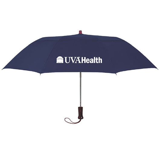UVA Health System 44" Arc Telescopic Folding Wood Handle Umbrella