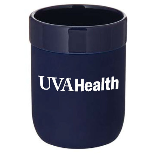UVA Health 12 Oz. Stoneware Cup With Silicone Sleeve - Navy