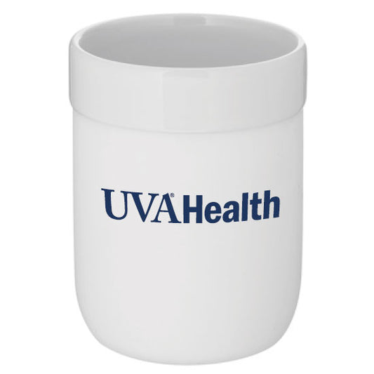 UVA Health 12 Oz. Stoneware Cup With Silicone Sleeve - White